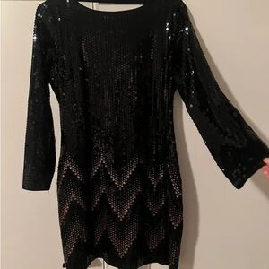 EXPRESS BLACK AND GOLD SEQUIN DRESS SIZE LARGE L
